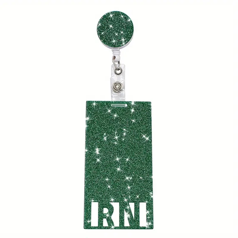 RN Letter Acrylic Pattern Retractable Badge Clip