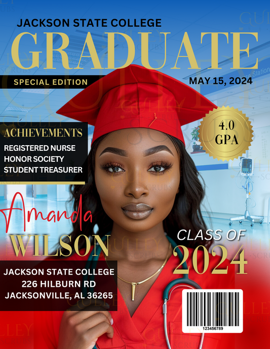 Graduation Magazine  Customizable Design (Printable or Digital) Blue