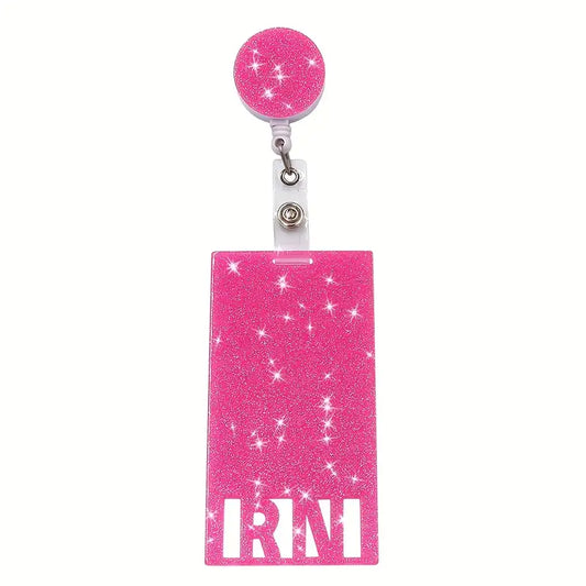 RN Letter Acrylic Pattern Retractable Badge Clip