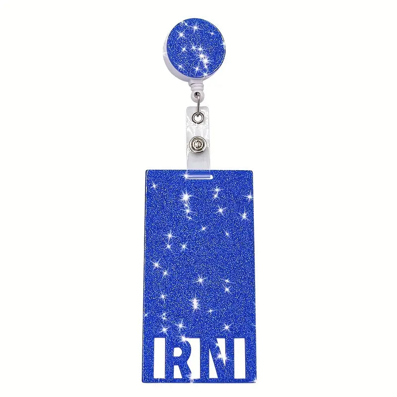 RN Letter Acrylic Pattern Retractable Badge Clip