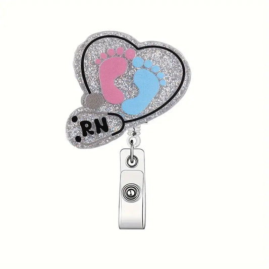 Baby footprints RN badge reel