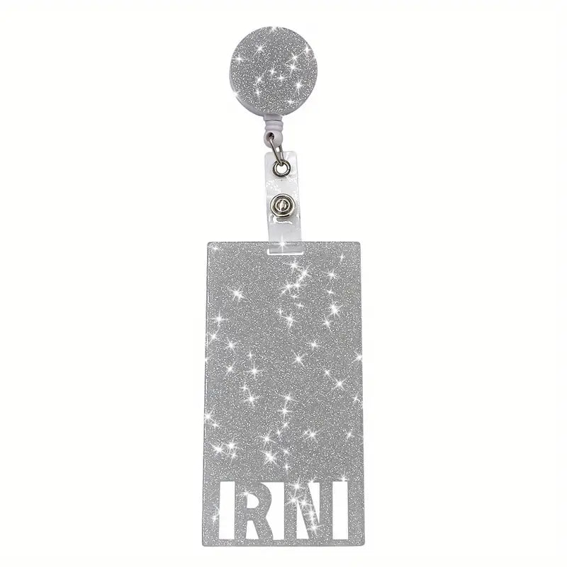 RN Letter Acrylic Pattern Retractable Badge Clip