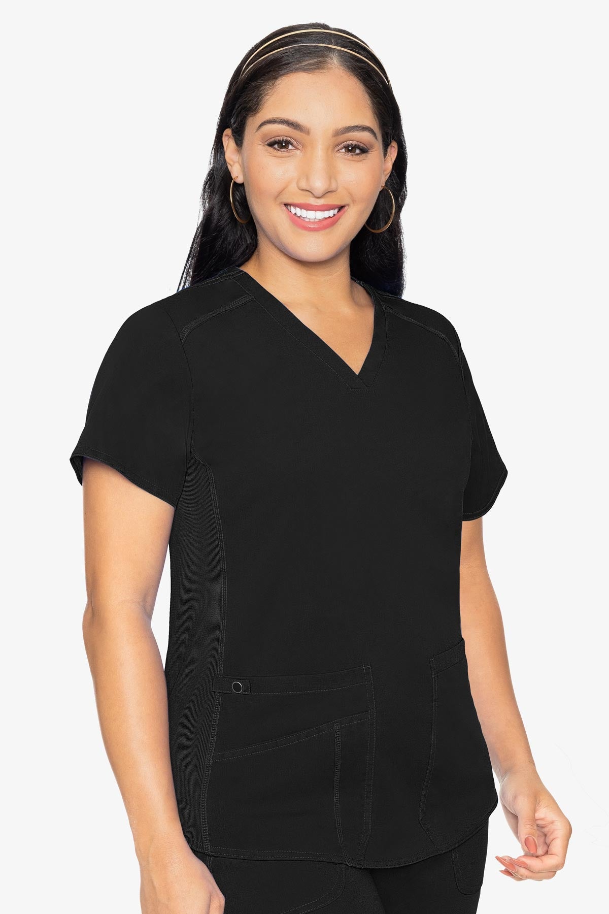 Med Couture Touch V-neck Shirttail Top Black